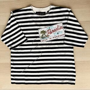 Vintage 80s 90s Chaus Sport Striped Embroidered Short Sleeve T-Shirt, Size M